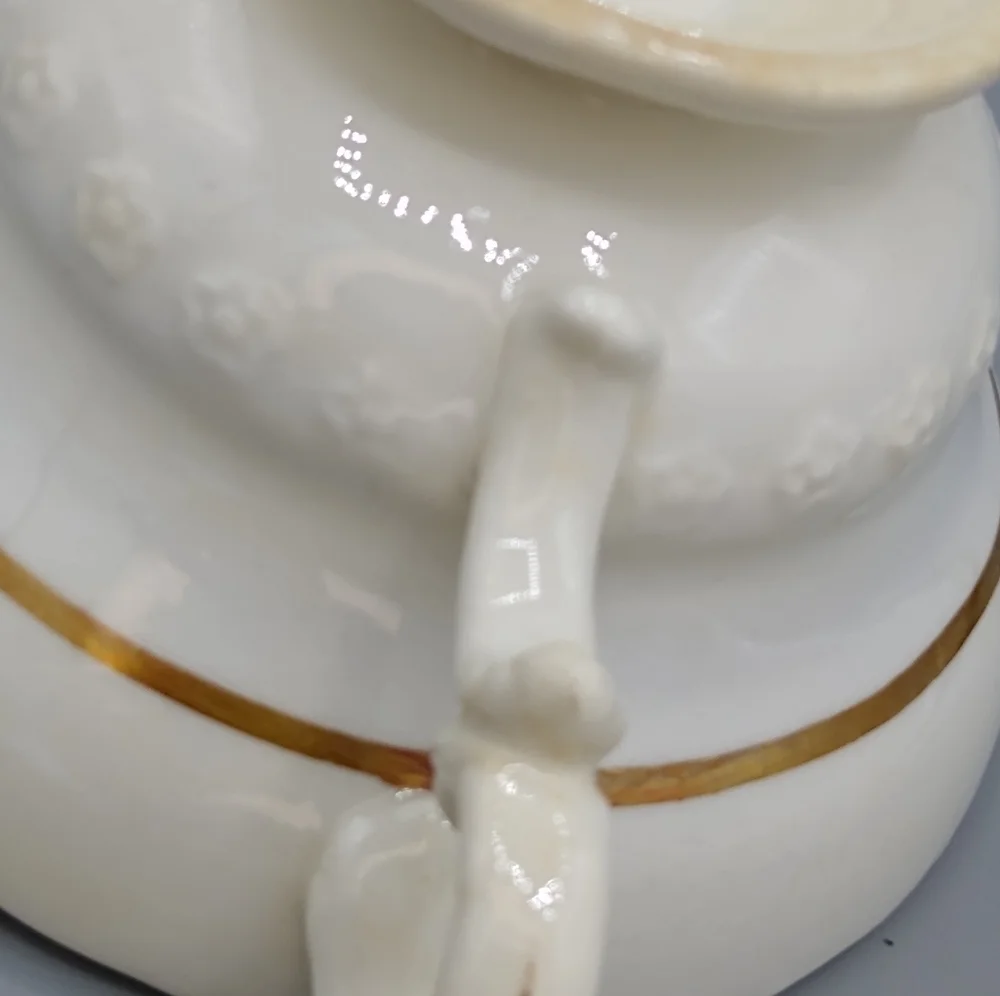 Rockingham Porcelain Gold Lily Tea Cup Saucer 230 Vintage Antique